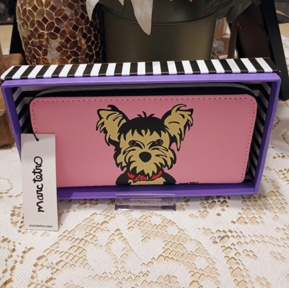 Marc Tetro Handbags - MARC TETRO-Pink Yorkie Dog Print Wallet